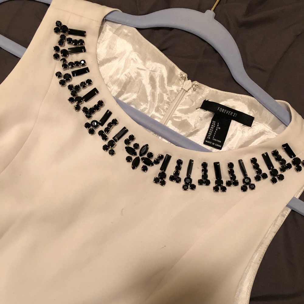 White Romper with Beaded Neck